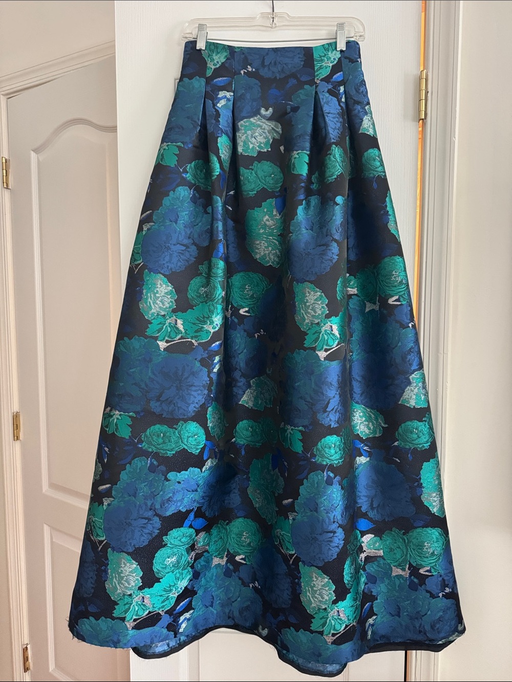 Eliza J Teal & Navy Floral A-Line Maxi Skirt